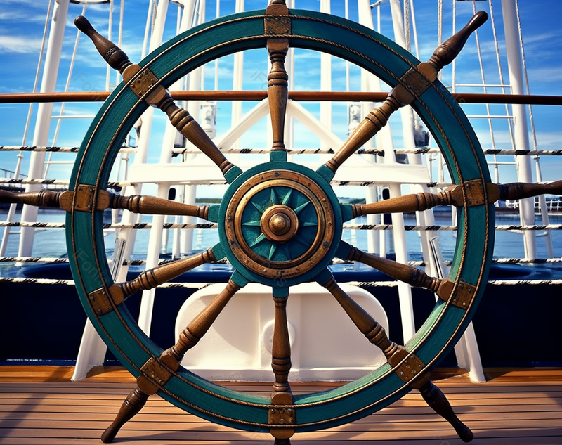 巨大的轮船上蓝色方向齿轮特写摄影海景图,高清,摄影图,摄影图片,图片大全,摄影图免费下载